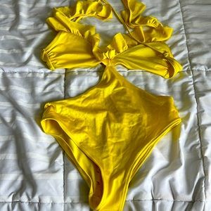 Yellow one piece swimsuit worn once